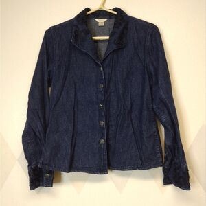 Christopher & Banks vintage dark blue blouse with raised trim details